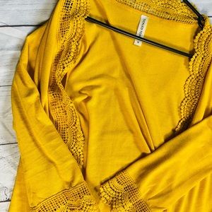 Tickled Teal boutique yellow duster cardigan
